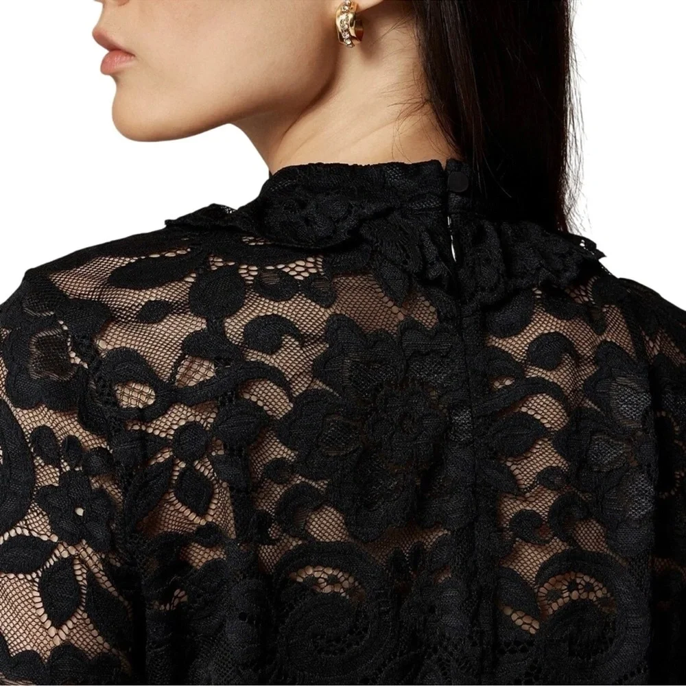 J Crew Black Lace L/S Blouse Cami 2p Set Size 10 $128 EUC Worn 1x KL